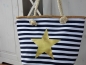 Strandtasche blau-weiß mit goldenem Stern Shopper