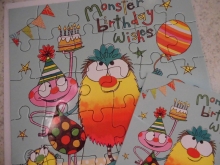 ♥ PUZZLE-KARTE "Monster Birthday Wishes"