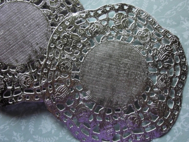 Miss Etoile Spitzenpapier Doilies SILBER  Ø 14cm