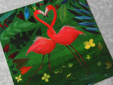 Mila Marquis Glitter Postkarte Flamingos