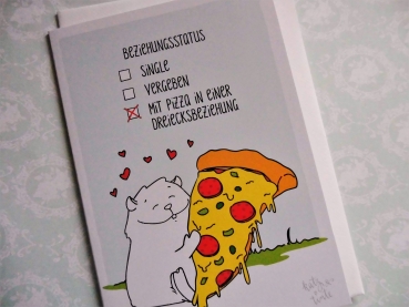 Katz & Tinte Klappkarte Beziehungsstatus Pizza