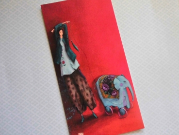 Gaëlle Boissonnard Postkarte Frau mit Elefant Sonderform