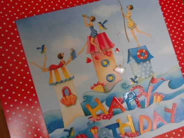 Nina Chen Postkarte Happy Birthday Häuser im Meer