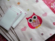 Papiertüten Owl Eule rosa + Etiketten Tüten Geschenktüte