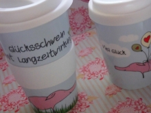 ♥ COFFEE TO GO - Becher GLÜCKSSCHWEIN Keramik