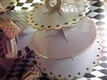 ♥ Muffin- & Cupcakestand BLACK DOTS-WHITE-GOLD