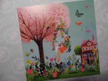 Mila Marquis Postkarte Mädchen im Garten quadratische