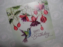Nina Chen Glitter Postkarte Happy Birthday Kolibri quadratisch