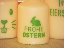 Kerzilein Kerze mit Spruch Frohe Ostern Grün