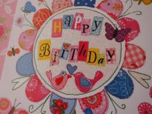 Carola Pabst Glitter Postkarte Happy Birthday Blume