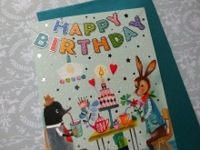 Mila Marquis Doppelkarte Happy Birthday Hase Maulwurf