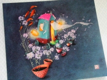 Gaëlle Boissonnard Postkarte Haus und Blüten Sonderformat