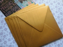 Gold Kuverts quadratisch 5er Set Umschläge für Postkarten