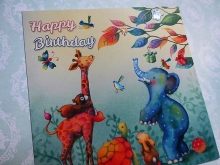 Nina Chen Postkarte Happy Birthday Tiere quadratisch
