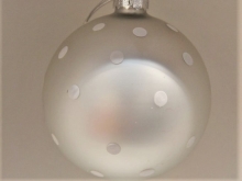 VL Home  Glaskugel mit Dots 8cm creme Weihnachtkugel