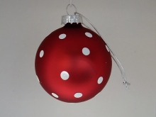 VL Home  Glaskugel mit Dots 8cm rot Weihnachtkugel