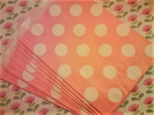12 Papiertüten flach Rosa mit weißen Dots Verpackung