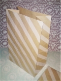 12 Papiertüten mit Boden Kraft Diagonal Streifen Verpackung