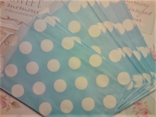 12 Papiertüten flach Hellblau mit weißen Dots Verpackung