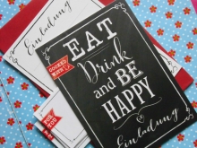 ♥ 6er Set EINLADUNGS- KARTEN♥ EAT DRINK & BE HAPPY